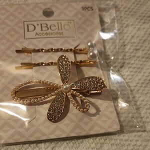 Gold and Pearl Hair Clip Set